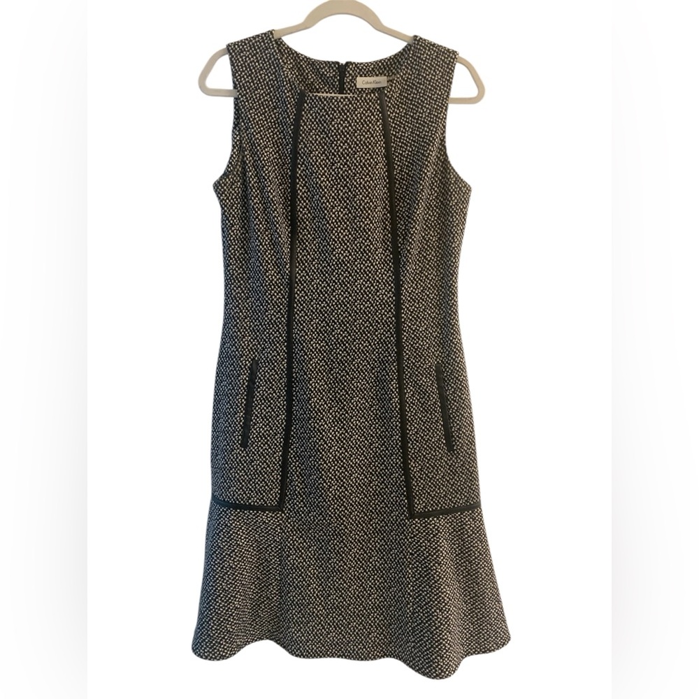 Calvin Klein Black and White Textured Mini Dress
